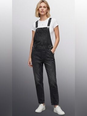 Black Women's Denim Overalls Size 4 Cotton Blend
